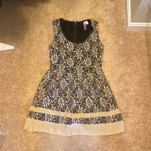 Cream and black lace fit and flare dress